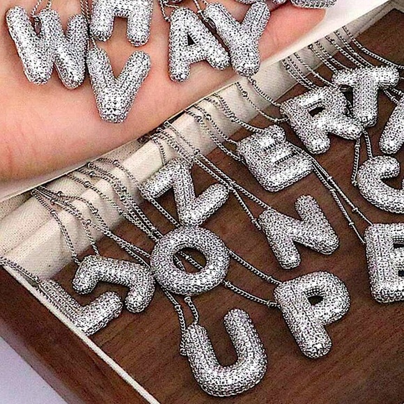 Sterling Silver Bubble Balloon Initial Necklace-Gold - Picture 4 of 5